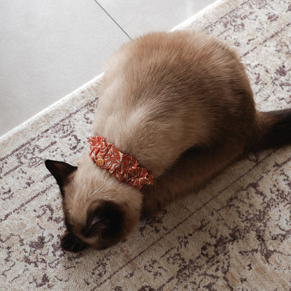 猫にやさしいコットン首輪/フリル【Paisley scarf/OR】