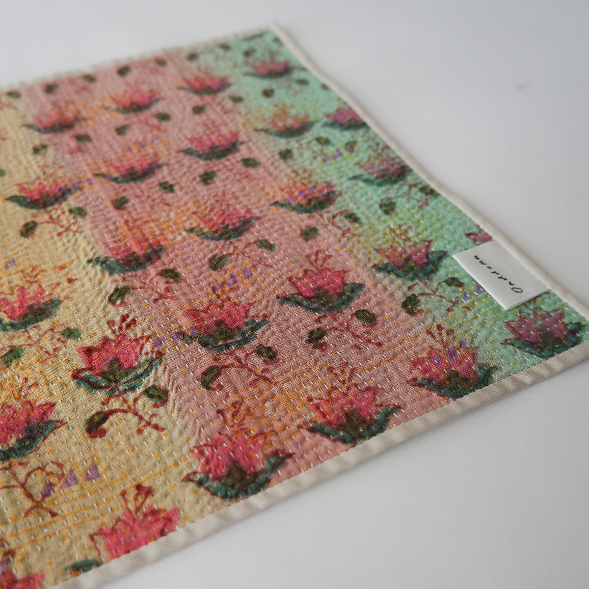 〈Vintage kantha quilt〉フードマット【Block Print-A】