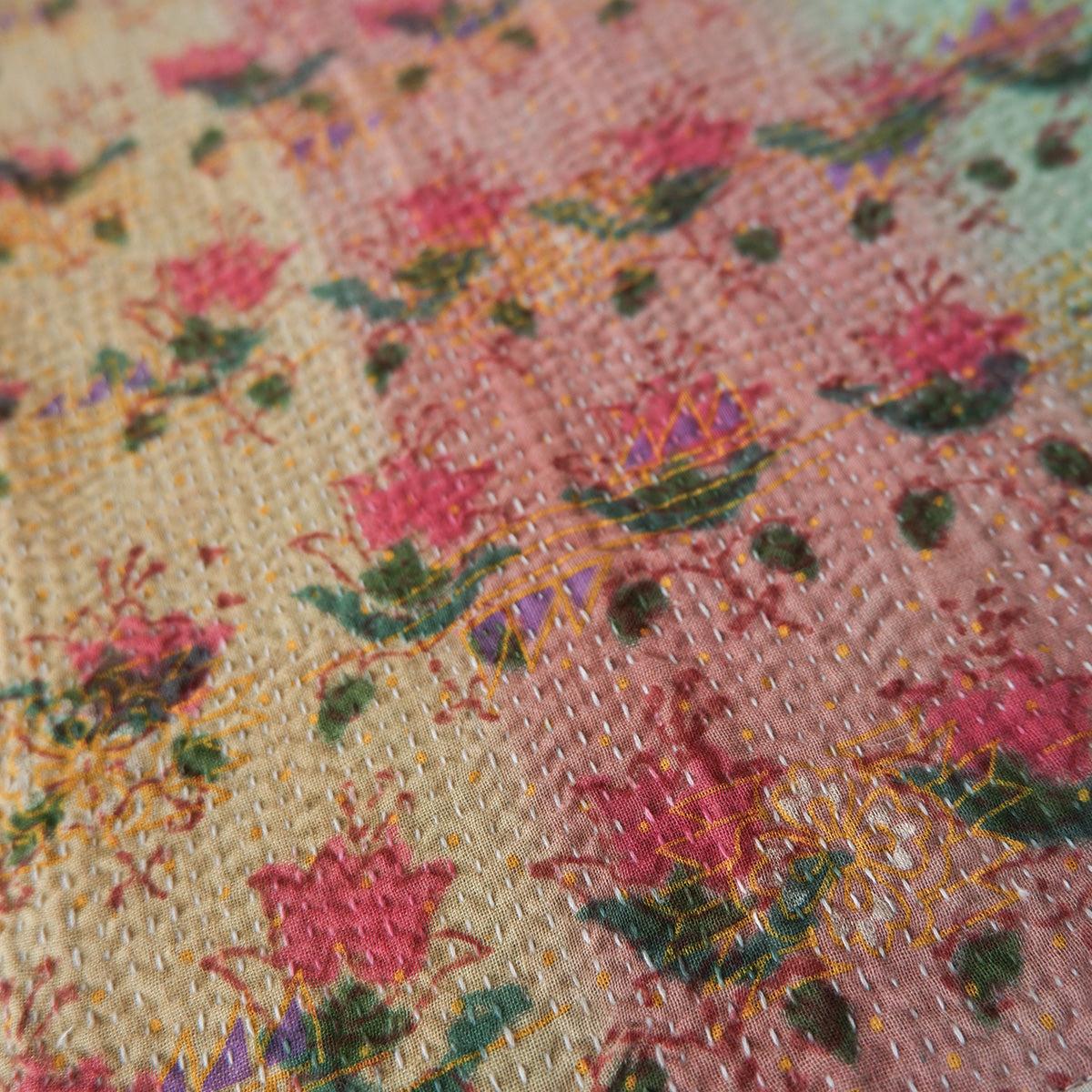 〈Vintage kantha quilt〉フードマット【Block Print-B】