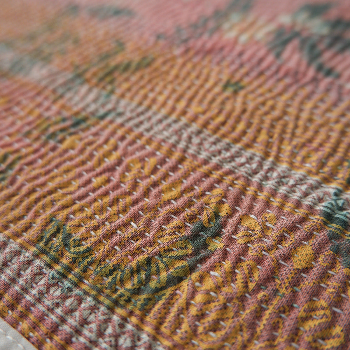 〈Vintage kantha quilt〉フードマット【Block Print-C】