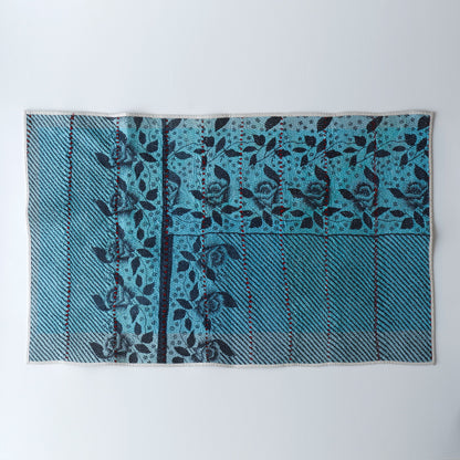 〈Vintage kantha quilt〉マルチマット【Blue Flower-J】