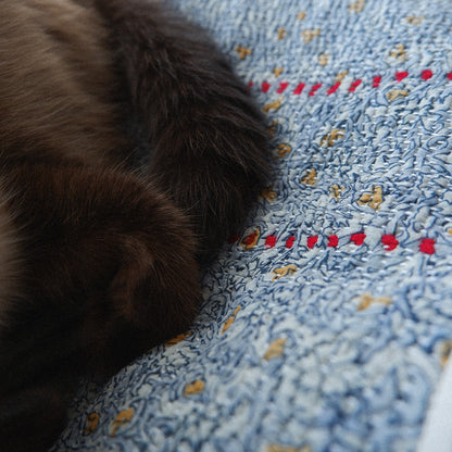 〈Vintage kantha quilt〉マルチマット【Blue Flower-J】
