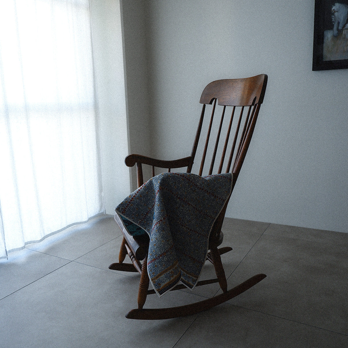 〈Vintage kantha quilt〉マルチマット【Blue Flower-J】