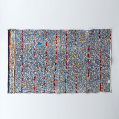 〈Vintage kantha quilt〉マルチマット【Blue Flower-J】