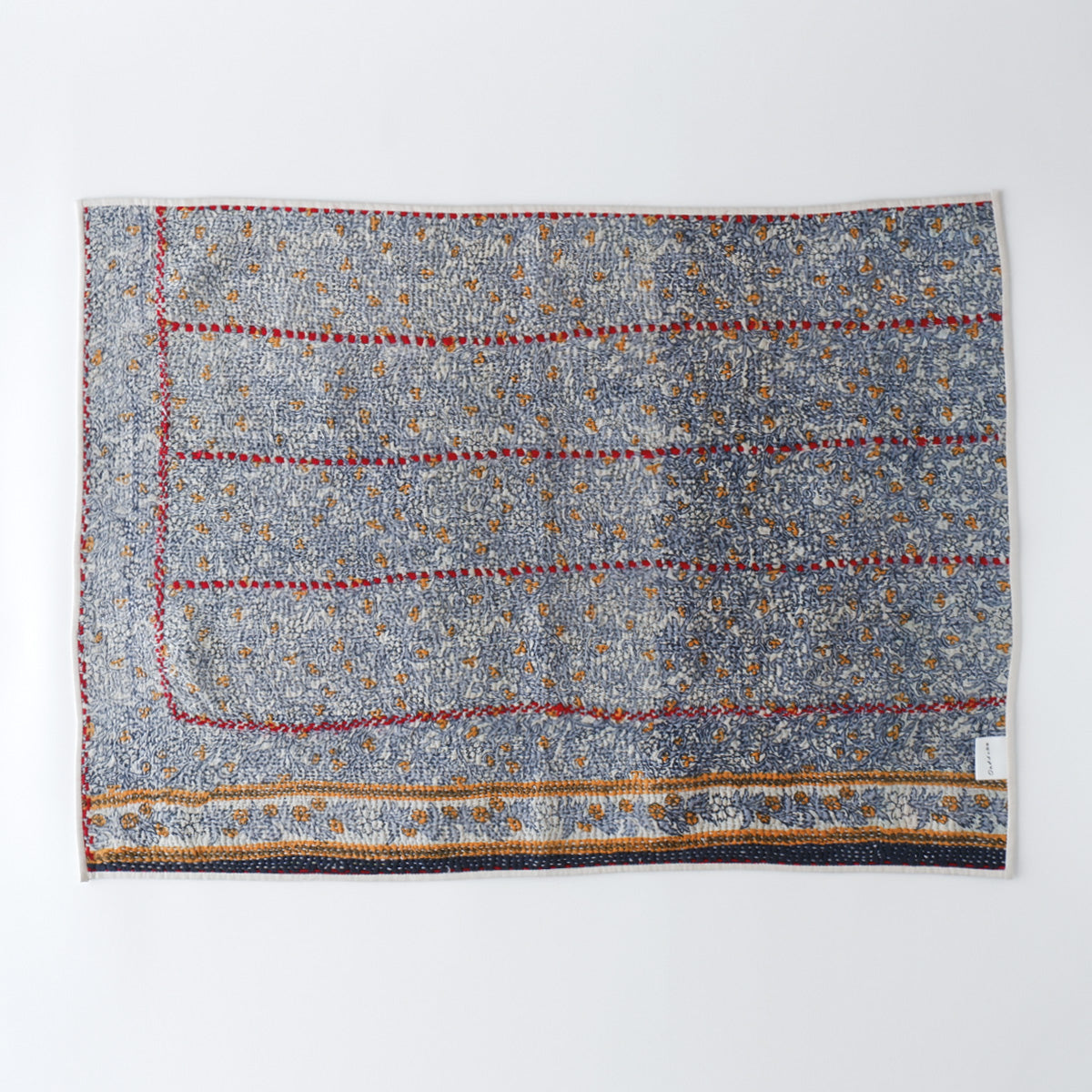 〈Vintage kantha quilt〉マルチマット【Blue Flower-K】