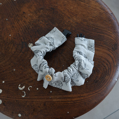 고양이 친화적인 코튼 목걸이/프릴【옐로우 그린 스트라이프】 