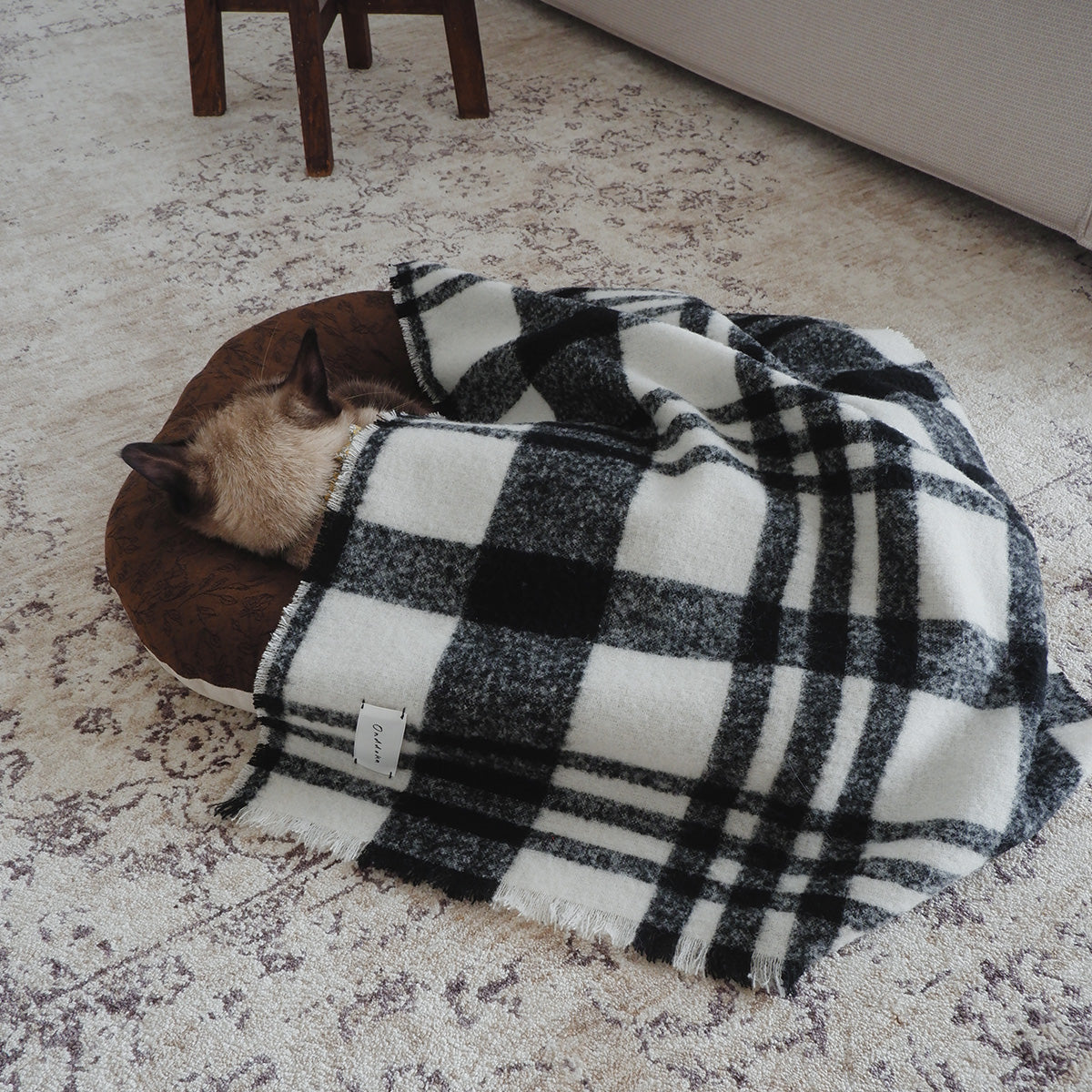 Wool Cat Blanket (ウールキャットブランケット)【チェックループツイード】