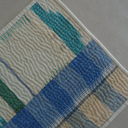 Vintage kantha kilt 멀티 매트[Blue×Green-B]