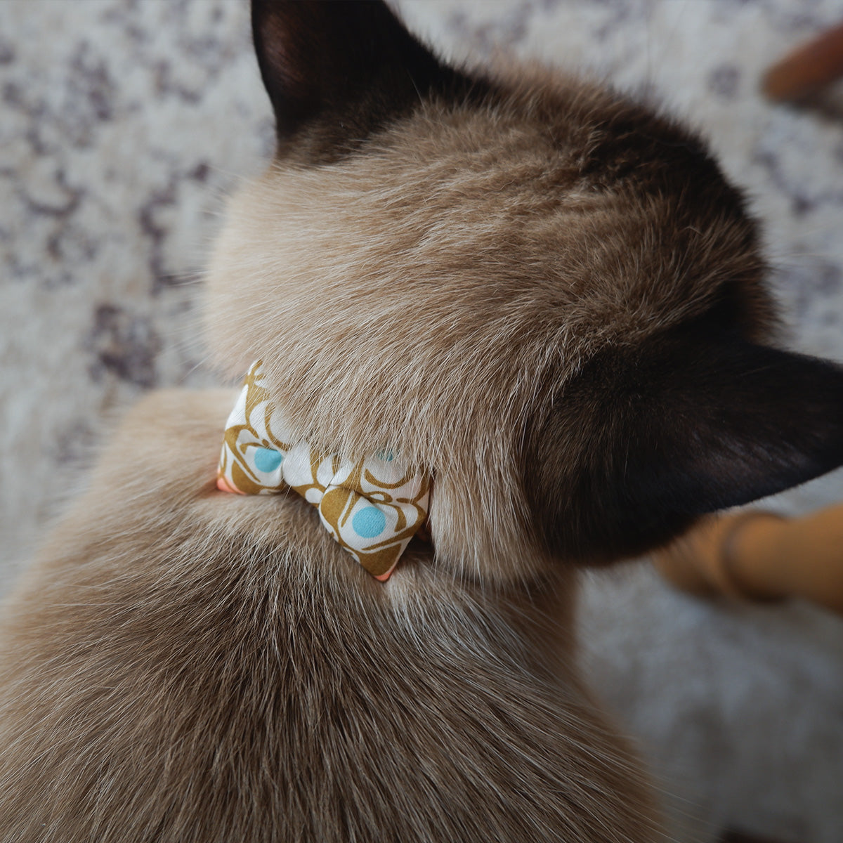 猫にやさしいコットン首輪/リボン【Liberty/Nouveau Brooch BU】｜猫の
