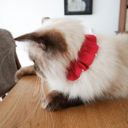 〈Comming soon〉クリスマス刺繍のコットン首輪/フリル