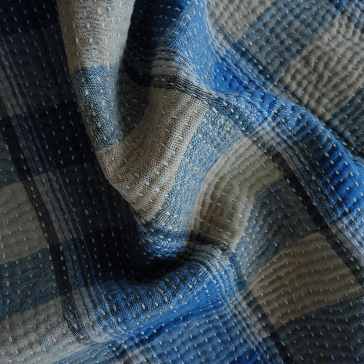 Vintage kantha kilt 멀티 매트[Blue-B]