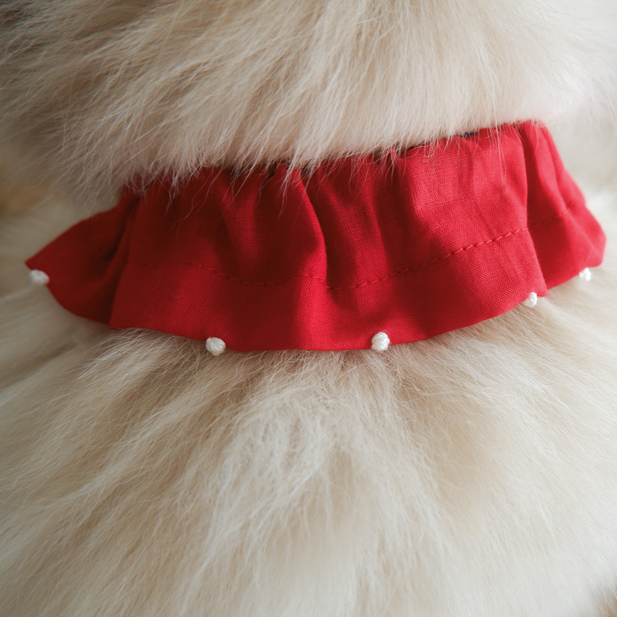 〈Comming soon〉クリスマス刺繍のコットン首輪/フリル