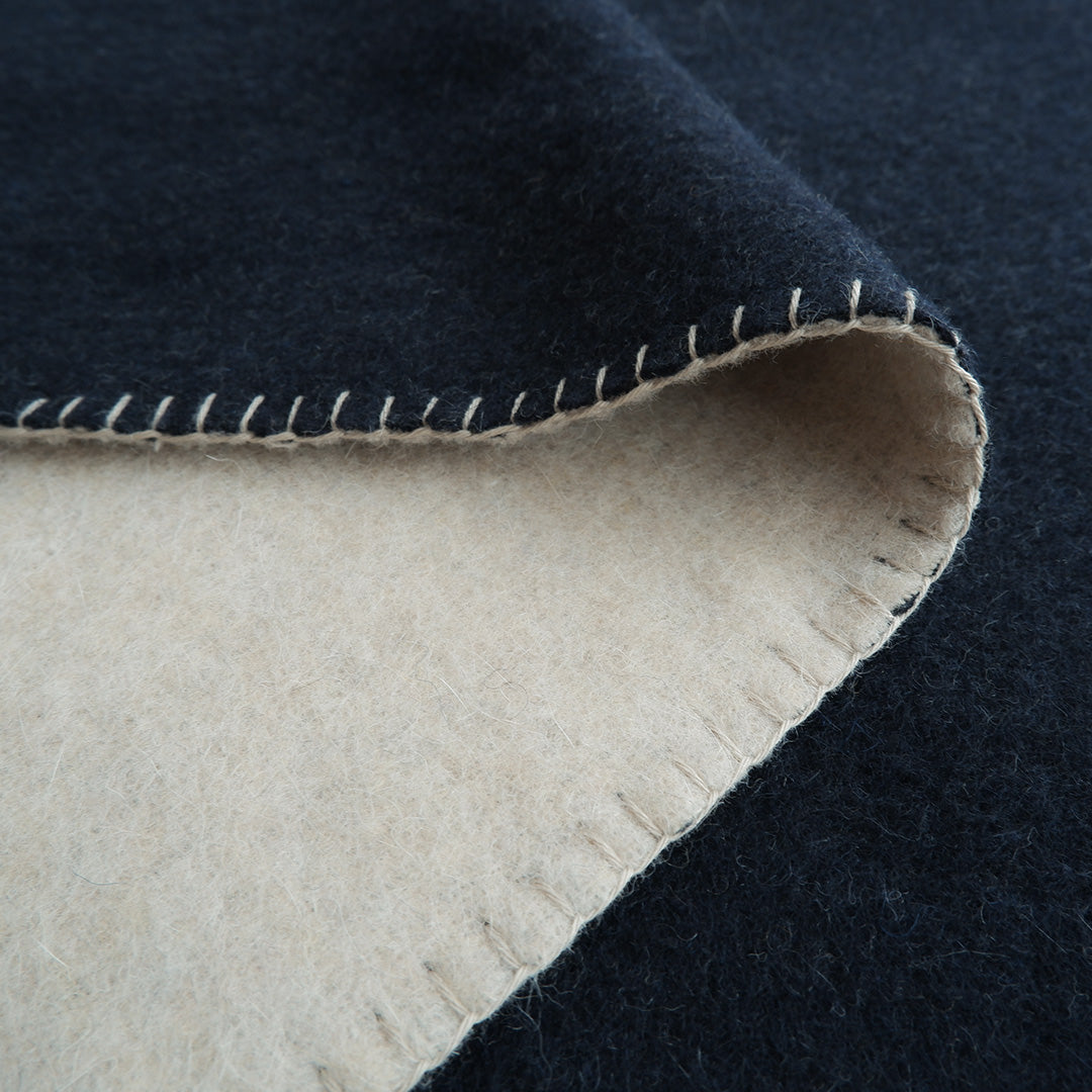 Cat ket / Reversible wool 【Navy/Beige】