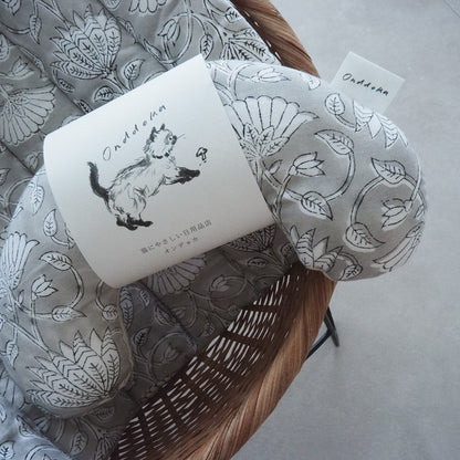 猫のための除湿マット【ハンドブロックプリント/ Gray】