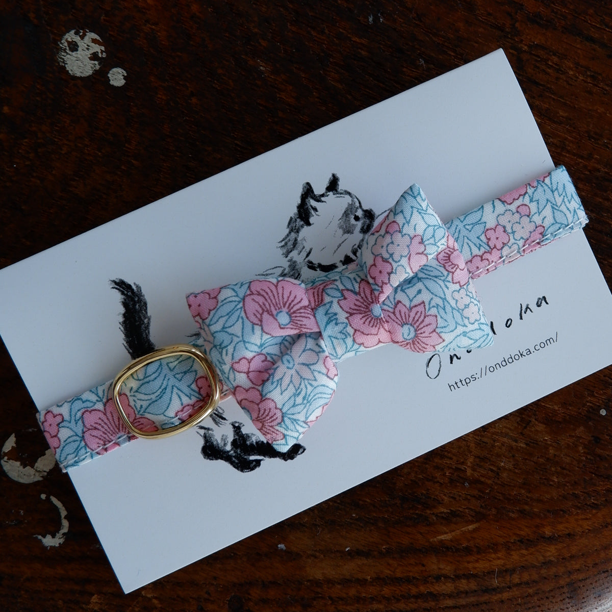 Cat-friendly cotton collar/ribbon [Liberty/Pink Poppy]
