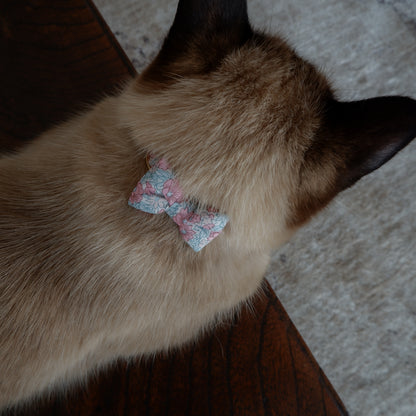 Cat-friendly cotton collar/ribbon [Liberty/Pink Poppy]