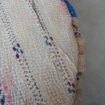 〈Vintage kantha kilt〉Pouf Cat Bed【ベージュA】