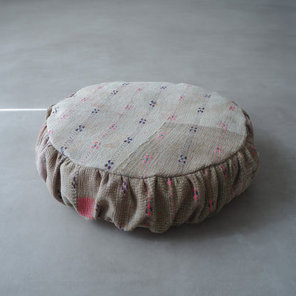 〈Vintage kantha kilt〉Pouf Cat Bed【ベージュB】