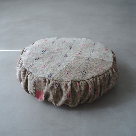 〈Vintage kantha kilt〉Pouf Cat Bed【ベージュB】