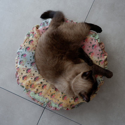 〈Vintage kantha quilt〉Pouf Cat Bed【Block Print-G】