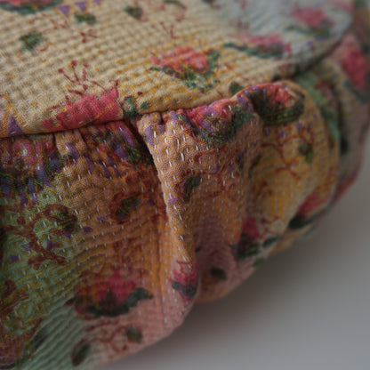〈Vintage kantha quilt〉Pouf Cat Bed【Block Print-G】