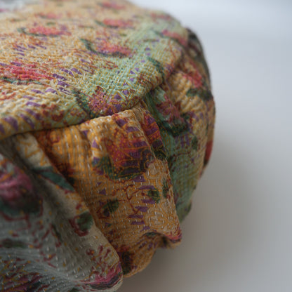 〈Vintage kantha quilt〉Pouf Cat Bed【Block Print-F】