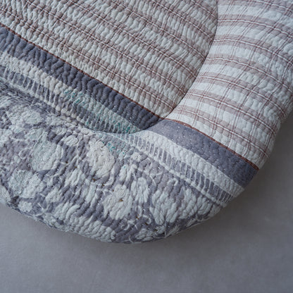 Fabric bed【kantha kilt / Gray pattern】D