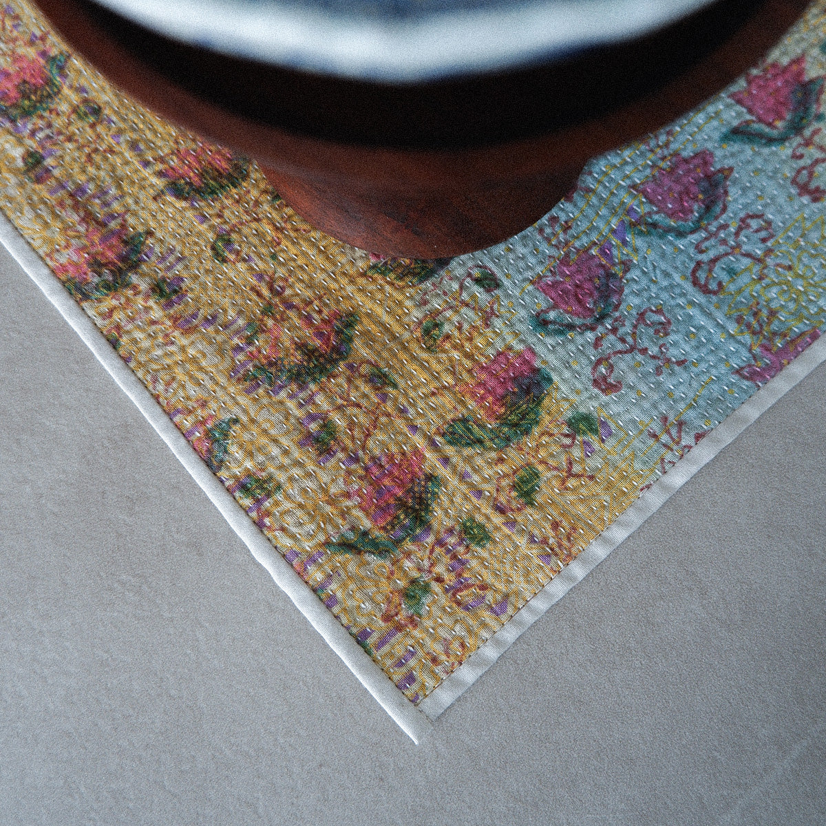 〈Vintage kantha quilt〉フードマット【Block Print-B】