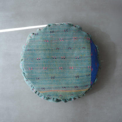 〈Vintage kantha kilt〉Pouf Cat Bed【グリーンA】