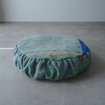〈Vintage kantha kilt〉Pouf Cat Bed【グリーンA】