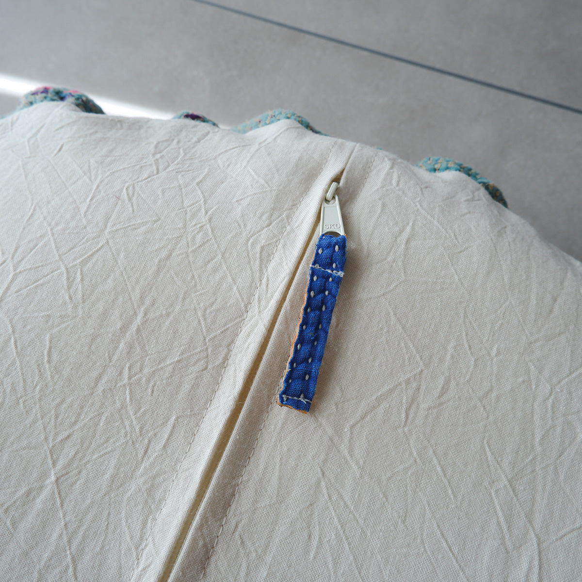 〈Vintage kantha kilt〉Pouf Cat Bed【グリーンA】