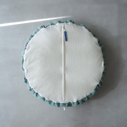 〈Vintage kantha kilt〉Pouf Cat Bed【グリーンA】