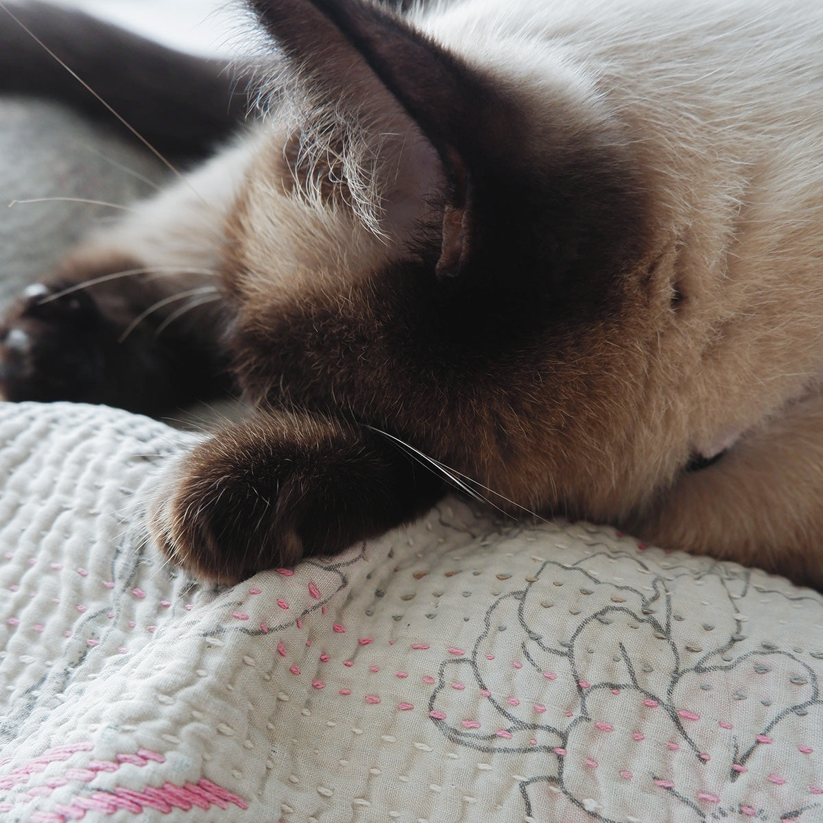 Vintage kantha kilt 멀티 매트【Blue-A】