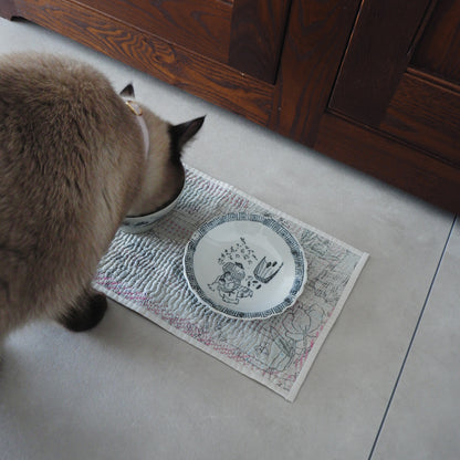 Vintage kantha kilt 멀티 매트[Blue×Green-A]