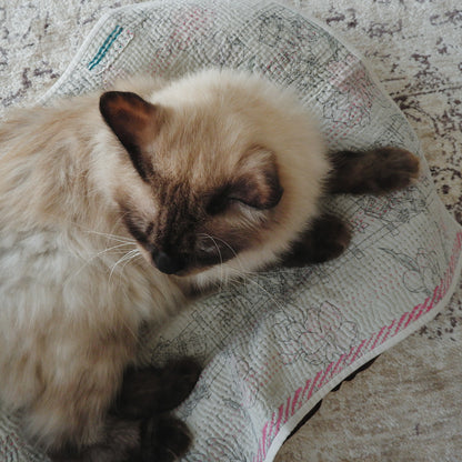 Vintage kantha kilt 멀티 매트【Blue-A】