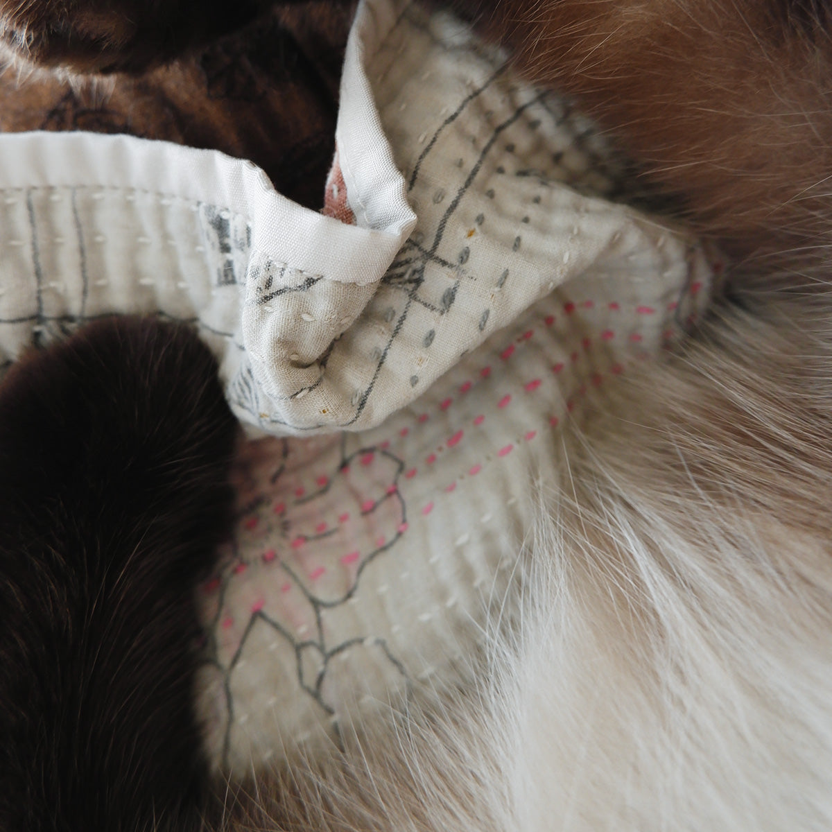 Vintage kantha kilt 멀티 매트【Blue-A】