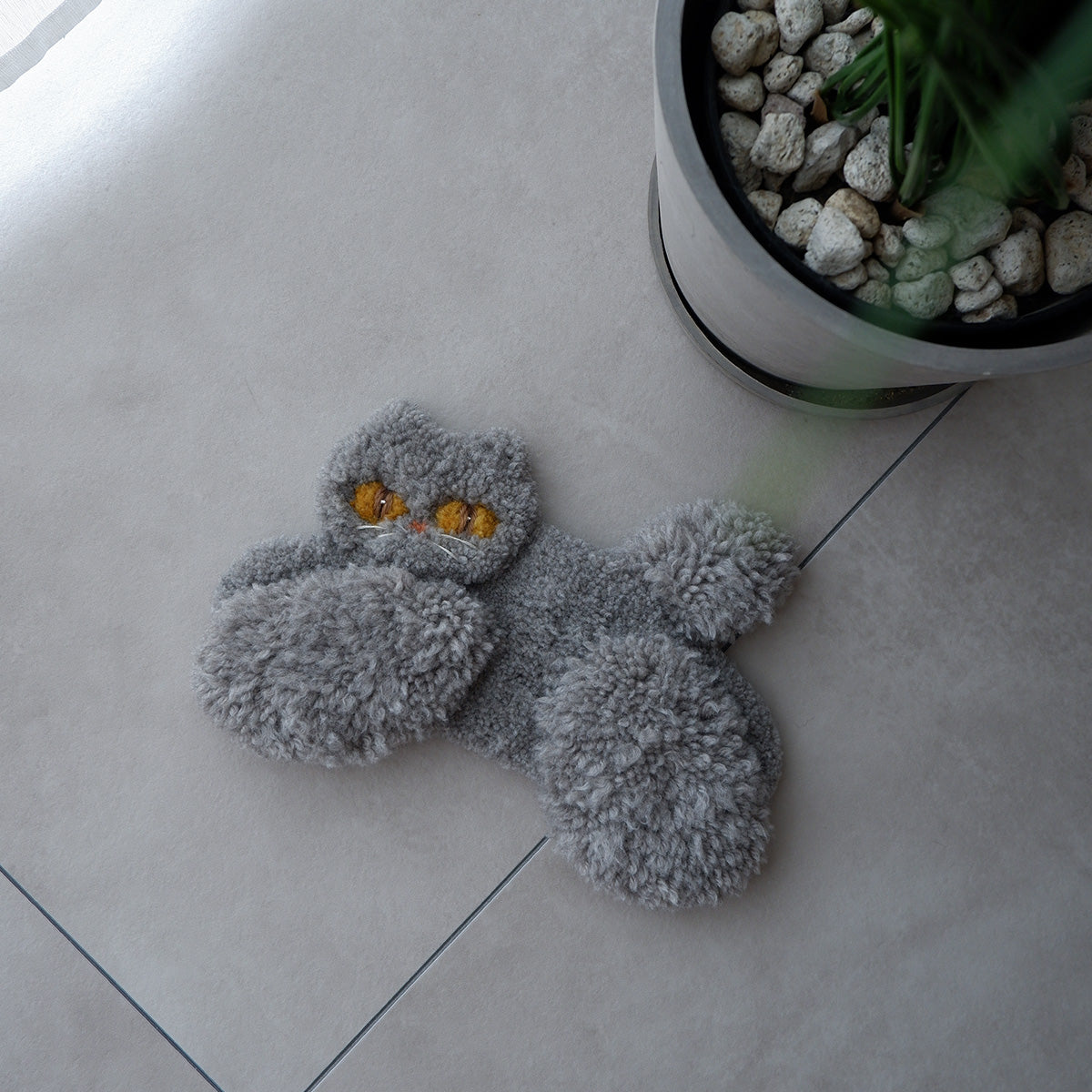 〈Atelier Somi〉Animal Mini Rug【グレーねこ】