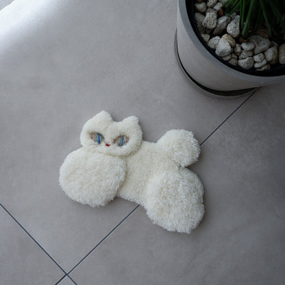 〈Atelier Somi〉Animal Mini Rug【しろねこ】